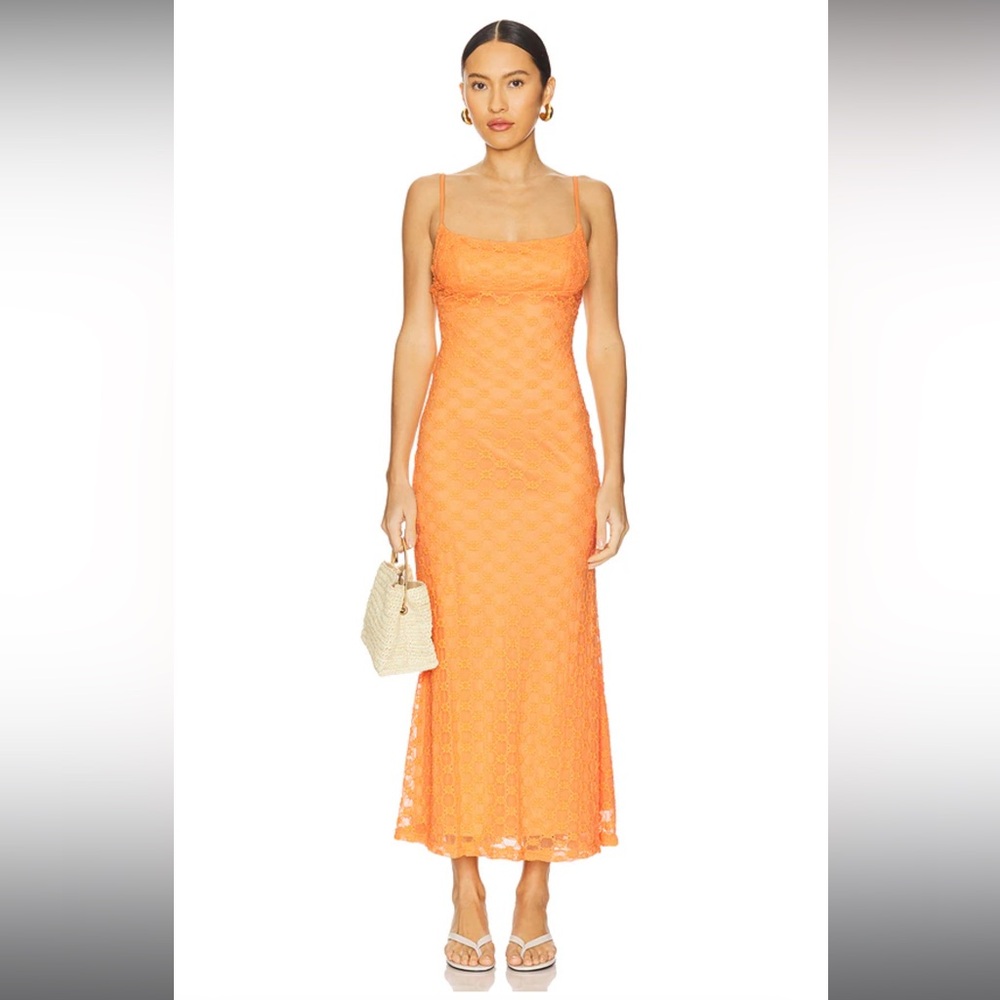 Price firm 🍑NWT Bardot Adoni Mesh Midi Dress in Orange Sorbet - size 4